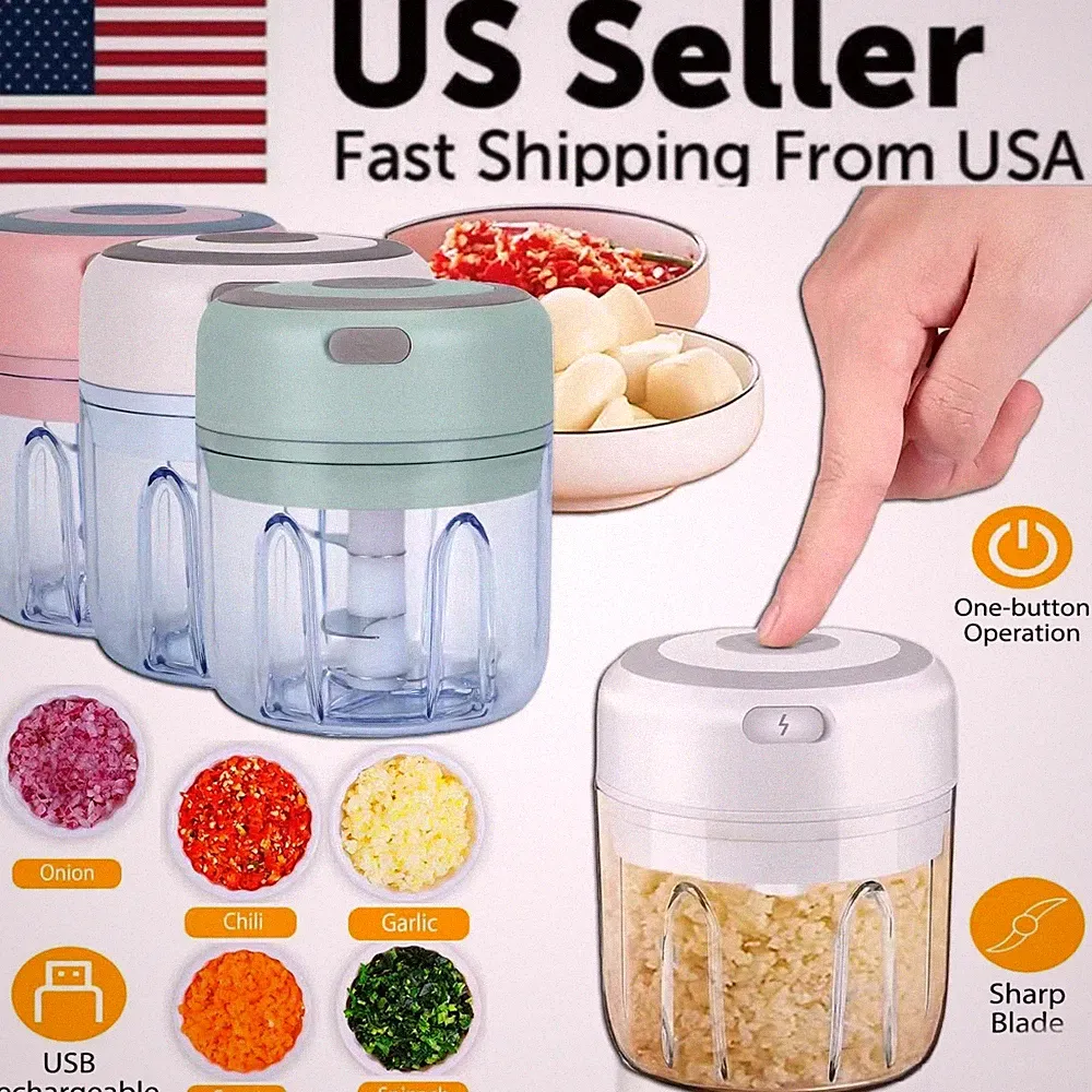 Electric Garlic Chopper Onion Mincer Vegetable Chopper Portable Meat Grinder USB