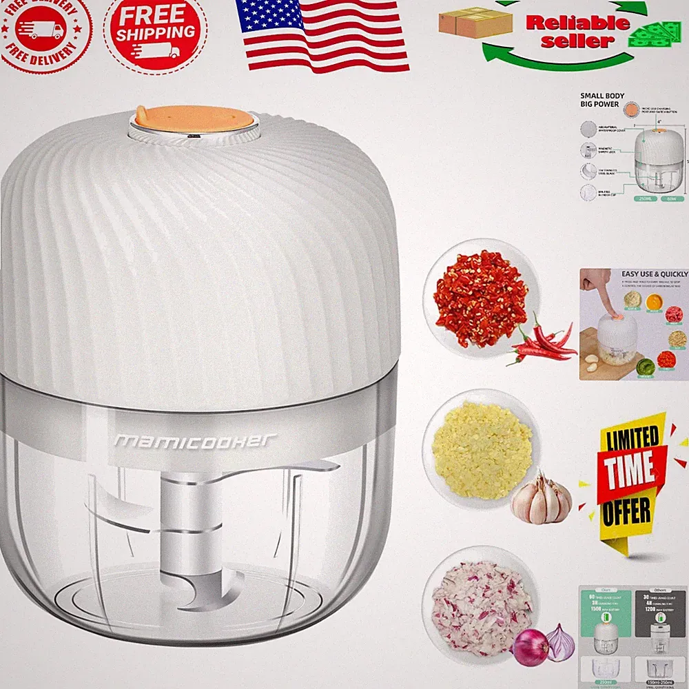 Electric Garlic Chopper: Portable 250ml Mini Food Processor for Quick Prep