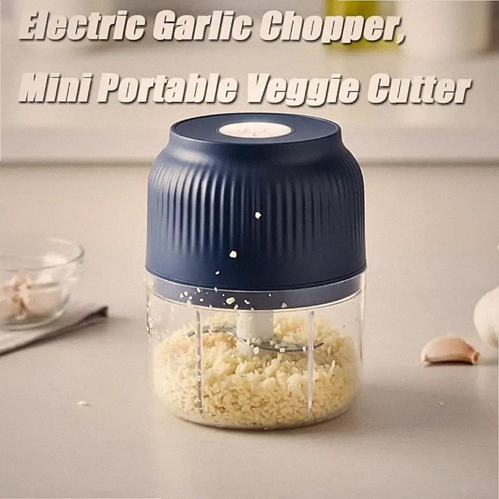 Electric Garlic Chopper USB Rechargeable Mini Food Processor 6 Blade Mincer