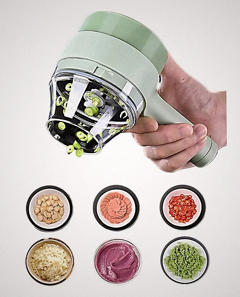 Electric Garlic Chopper Vegetable Cutter Mini Food Processor Green Kitchen