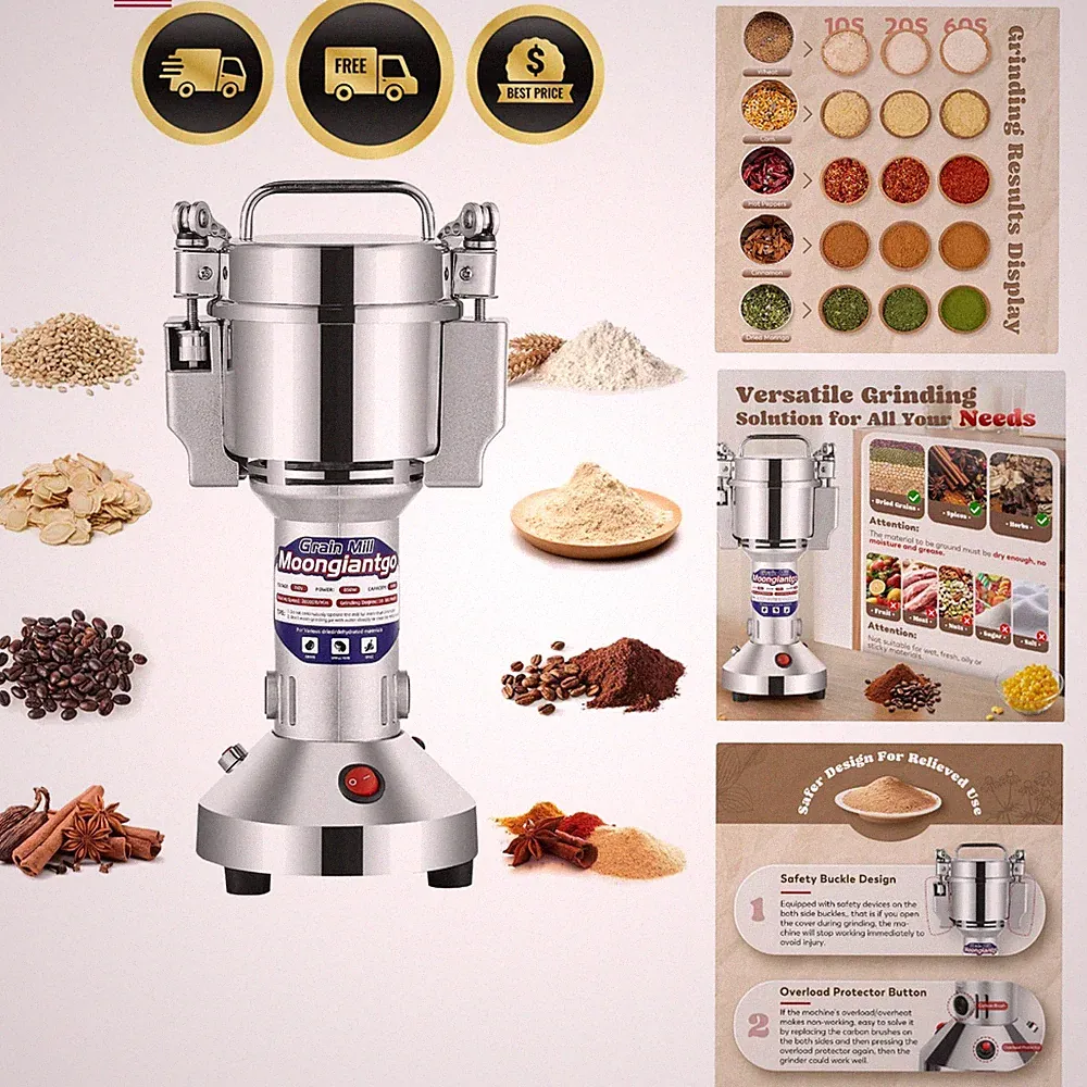 Electric Grain Grinder Spice Mill Pulverizer 150g Stainless Steel 850W