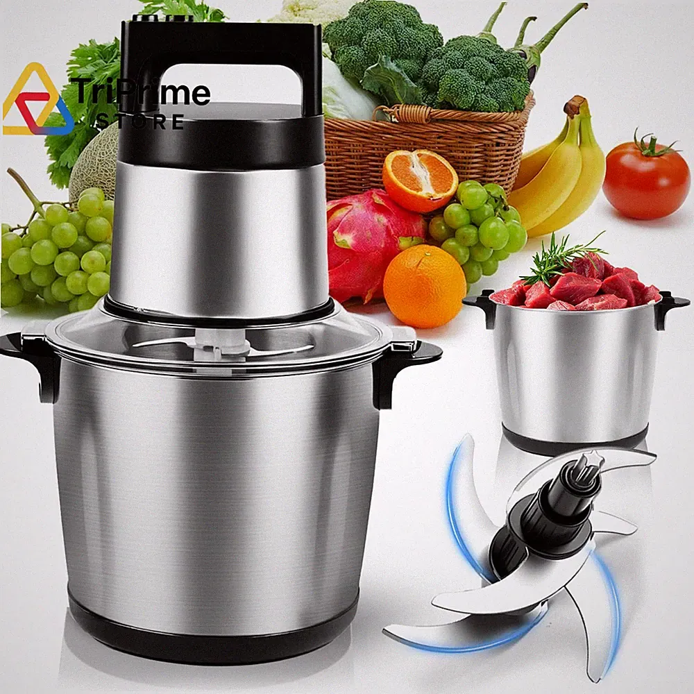 Electric Large Food Processor,6L Meat Grinder Stainless Steel for 6L, Silver