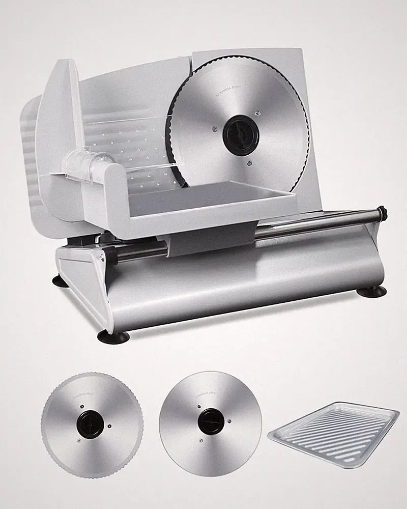 Electric Meat Slicer 200W - Adjustable Food Cutter with 7.5" Stainless Blades
