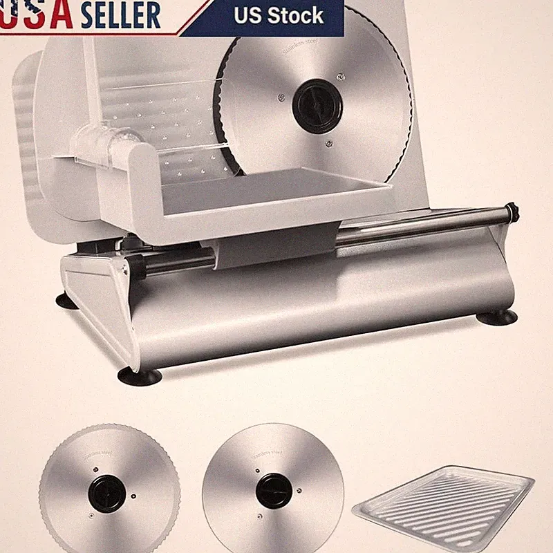 Electric Meat Slicer Adjustable Thickness Stainless Steel Blade Safe Food Cutter