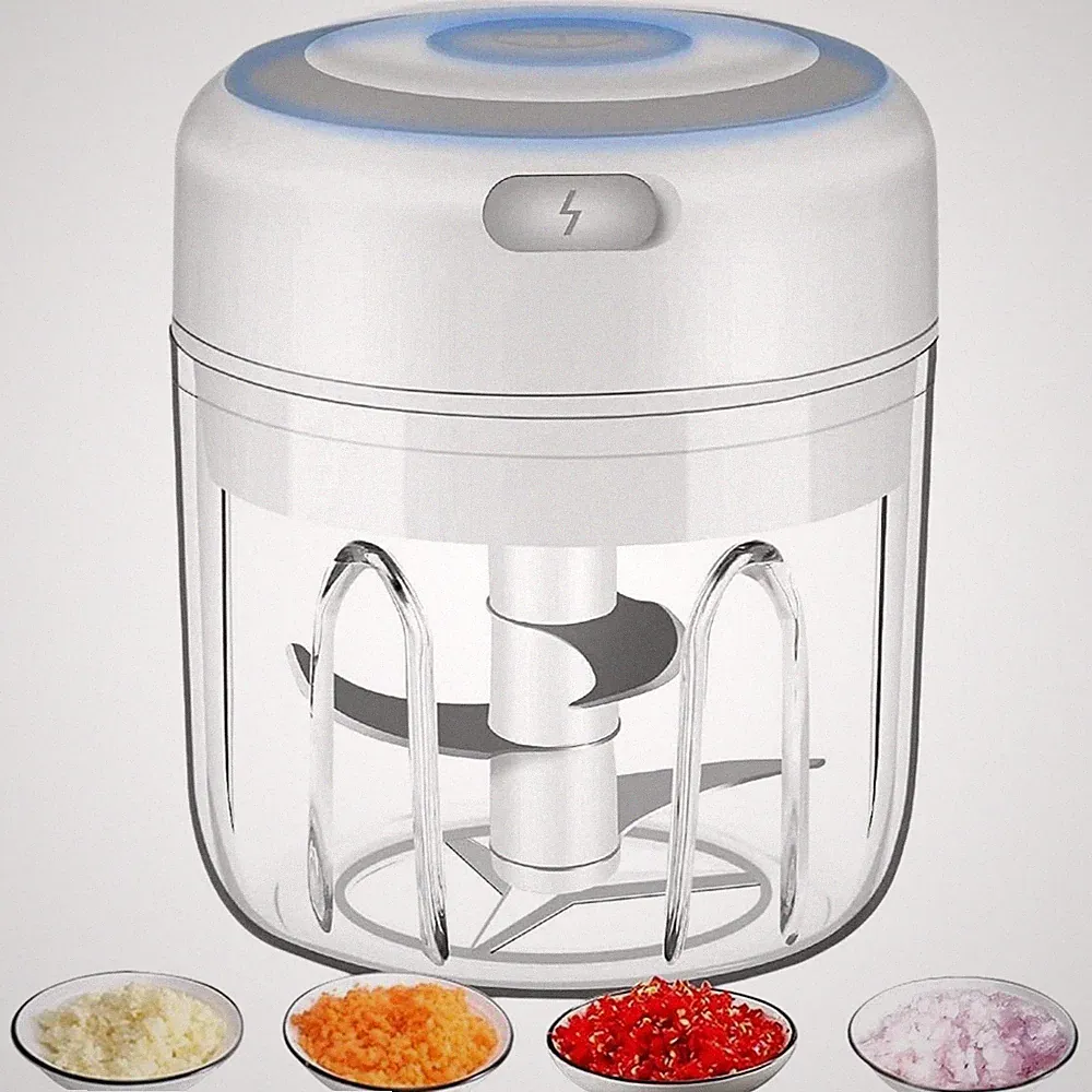 Electric Mini Food Processor, One-Click Garlic Meat Grinder USB Rechargeable USA
