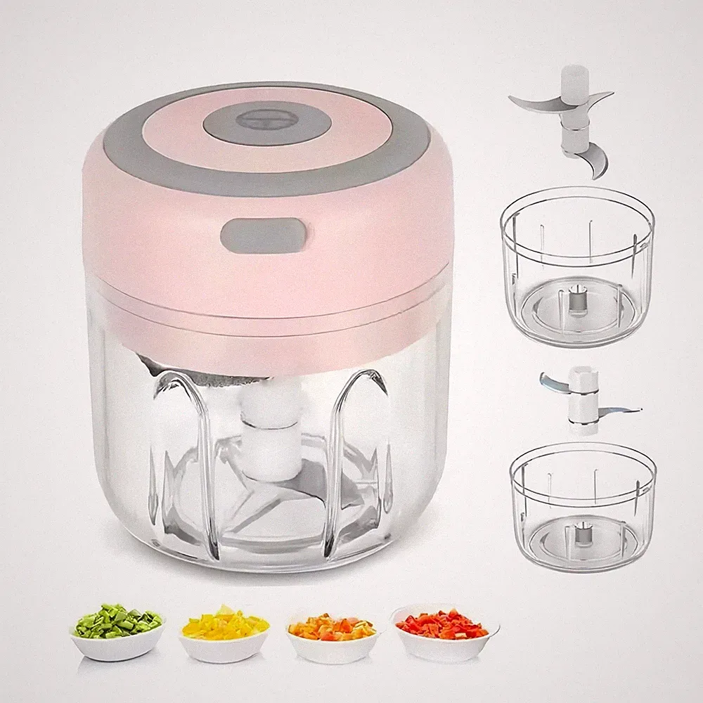 Electric Mini Food Processor, One-Click Garlic Meat Grinder USB Rechargeable USA