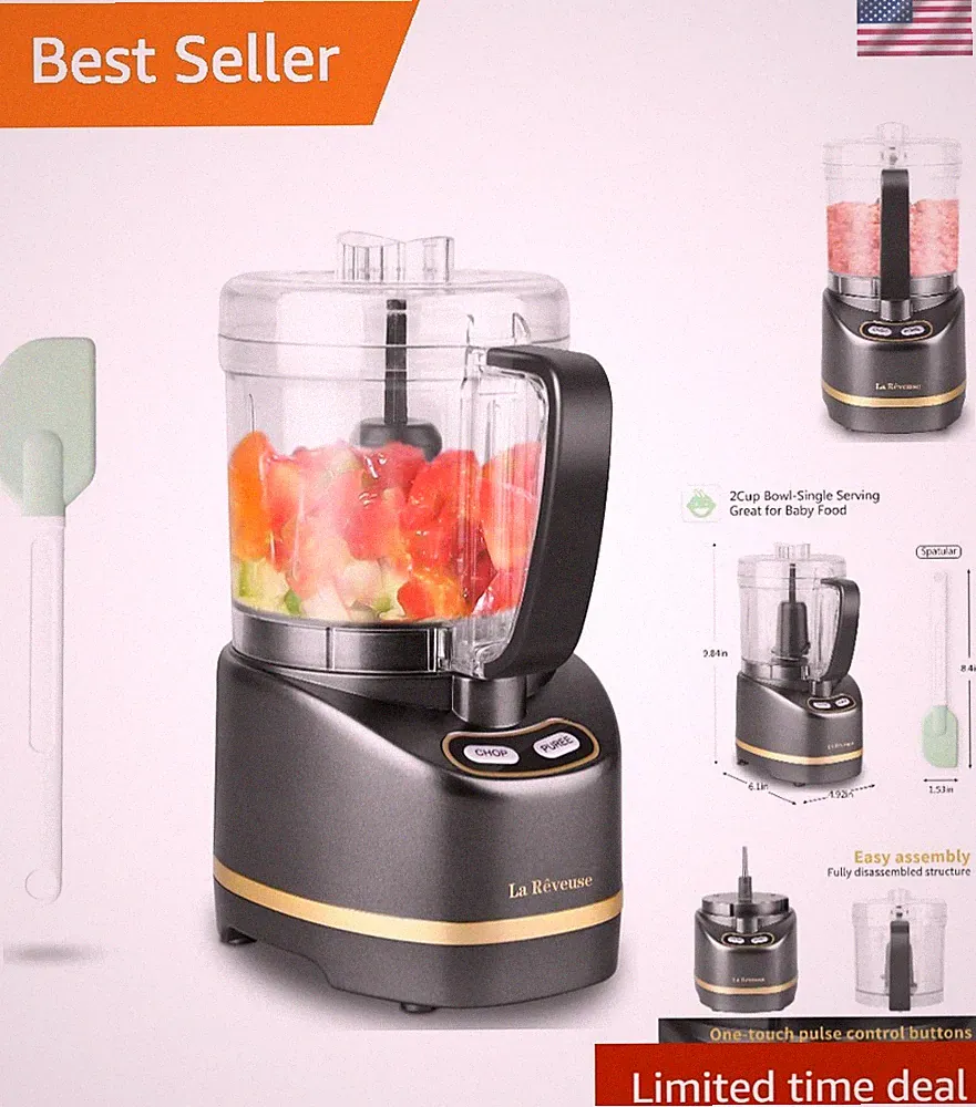 Electric Mini Food Processor with 200 Watts 2-Cup Prep Bowl for Mincing Chopp...
