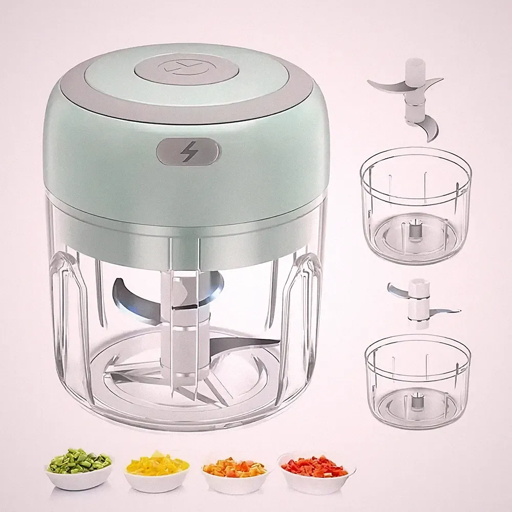 Electric Mini Garlic Chopper - 304 Stainless Steel Blade Cordless Food Mincer