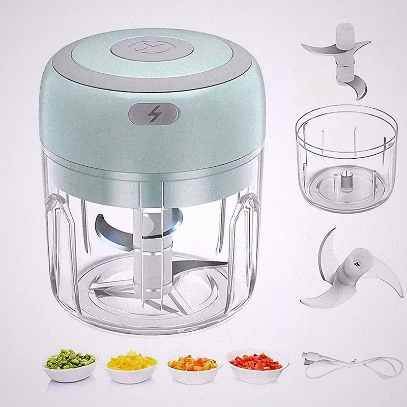 Electric Mini Garlic Chopper USB Rechargeable Food Grinder Crusher Onion Veggie