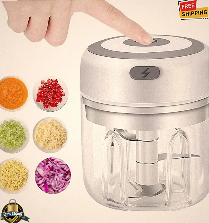 Electric Mini Garlic Chopper USB Rechargeable Food Processor Meat Grinder