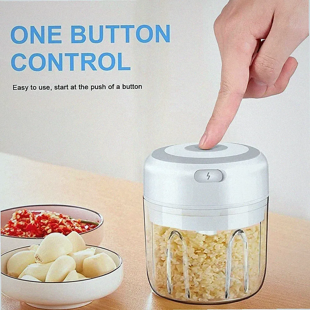 Electric Mini Garlic Chopper USB Rechargeable Vegetable Mincer Meat Grinder
