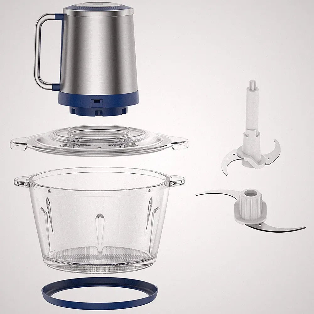 Electric Vege Chopper Food Processor Kitchen Meat Grinder Mixer 2L Clear Bowl