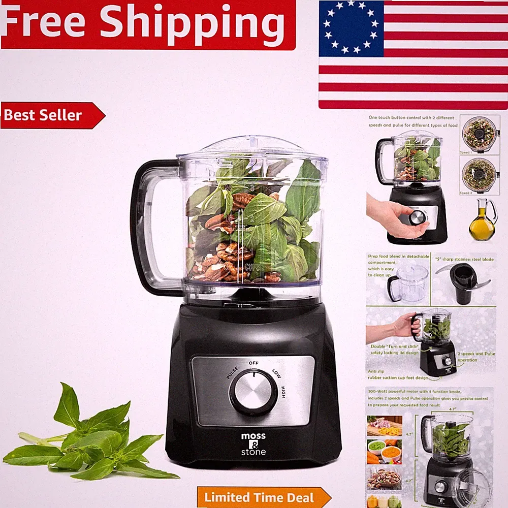 Ergonomic Mini Food Processor - 300W Powerful Chopper with Safety Lock Feature