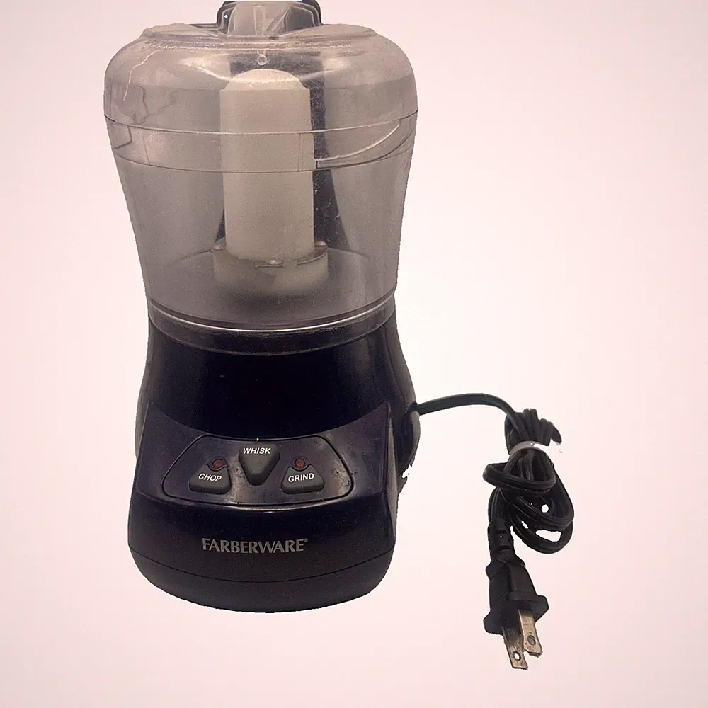 Farberware Mini Food Processor Chopper Navy Blue 3 Button Chop Whisk Grind Used