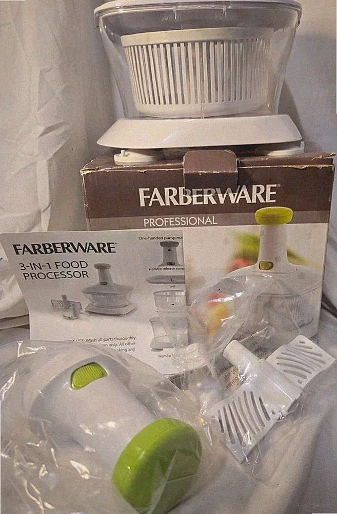 Farberware Professional 3 In 1 Food Processor Mixer Chopping Blade Salad Spinner