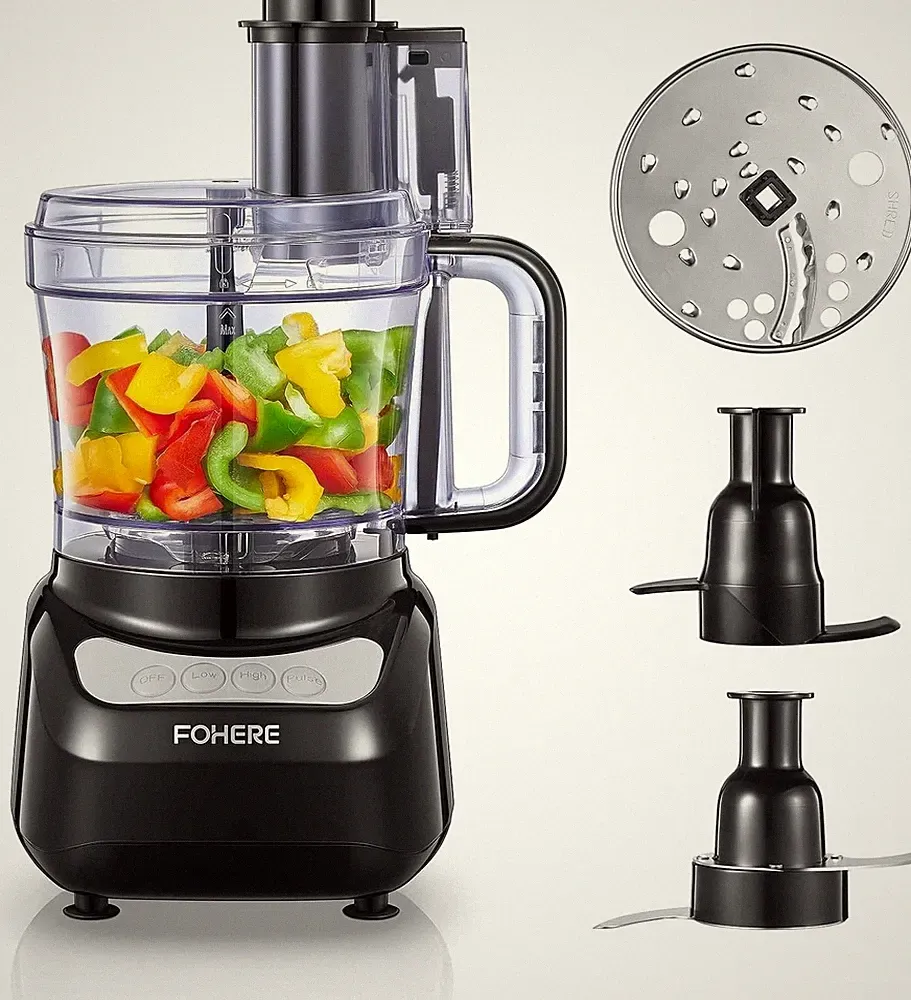 FOHERE Food Processor, 12 Cup, Stainless Steel