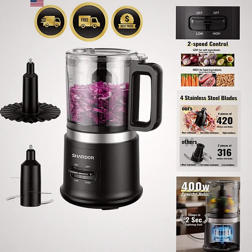 Food Chopper, 4 Cup Mini and Fast Food Processor, Electric Meat Grinder with...