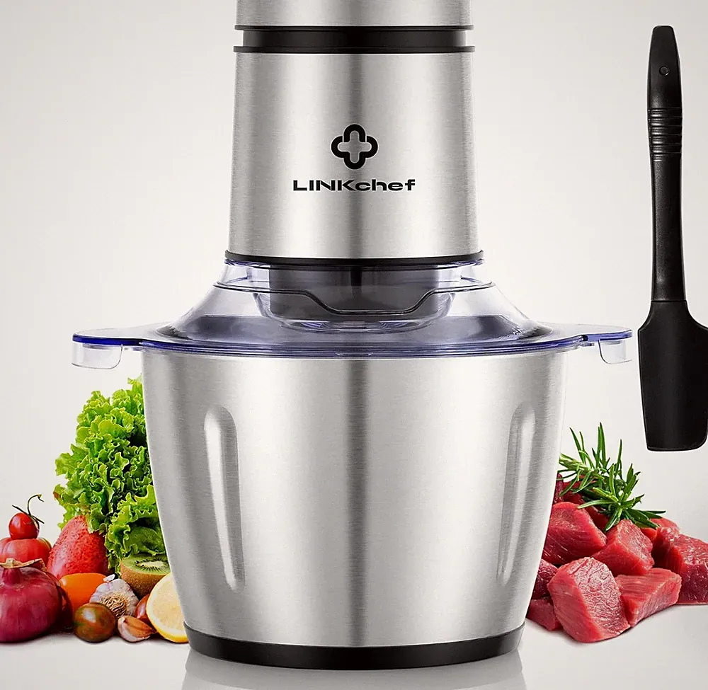 Food Chopper, 8 Cup Food Processor Mini Electric, 2L 600W Meat Grinder with 4 Bi