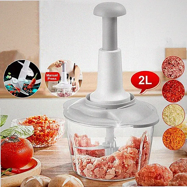 Food Chopper Manual Vegetable Chopper Mini food Processor, Dicers and Mincers 2L