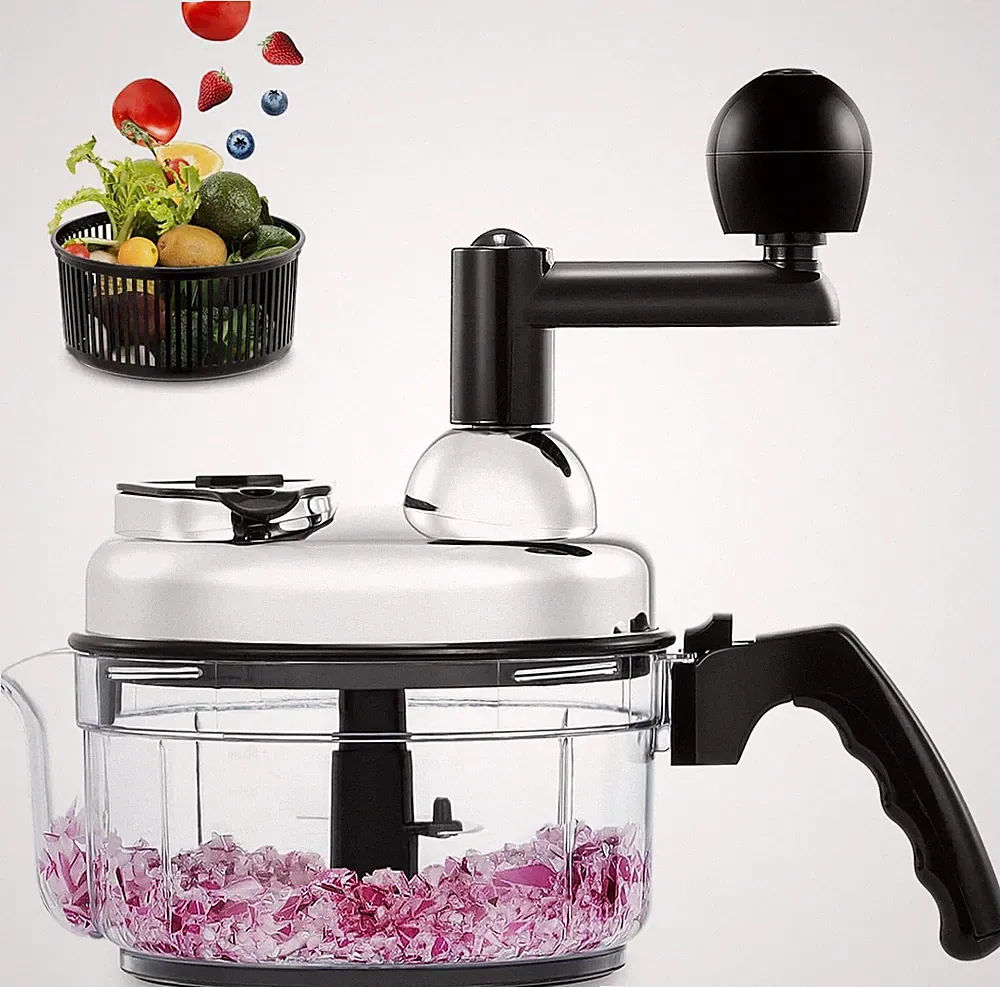 Food Chopper Manual Vegetable Prep Processor with Stainless Steel Blades, Easy