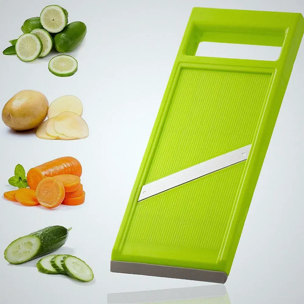Food Chopper, Potato Slicer for Chips Mandoline Vegetable Manual Green