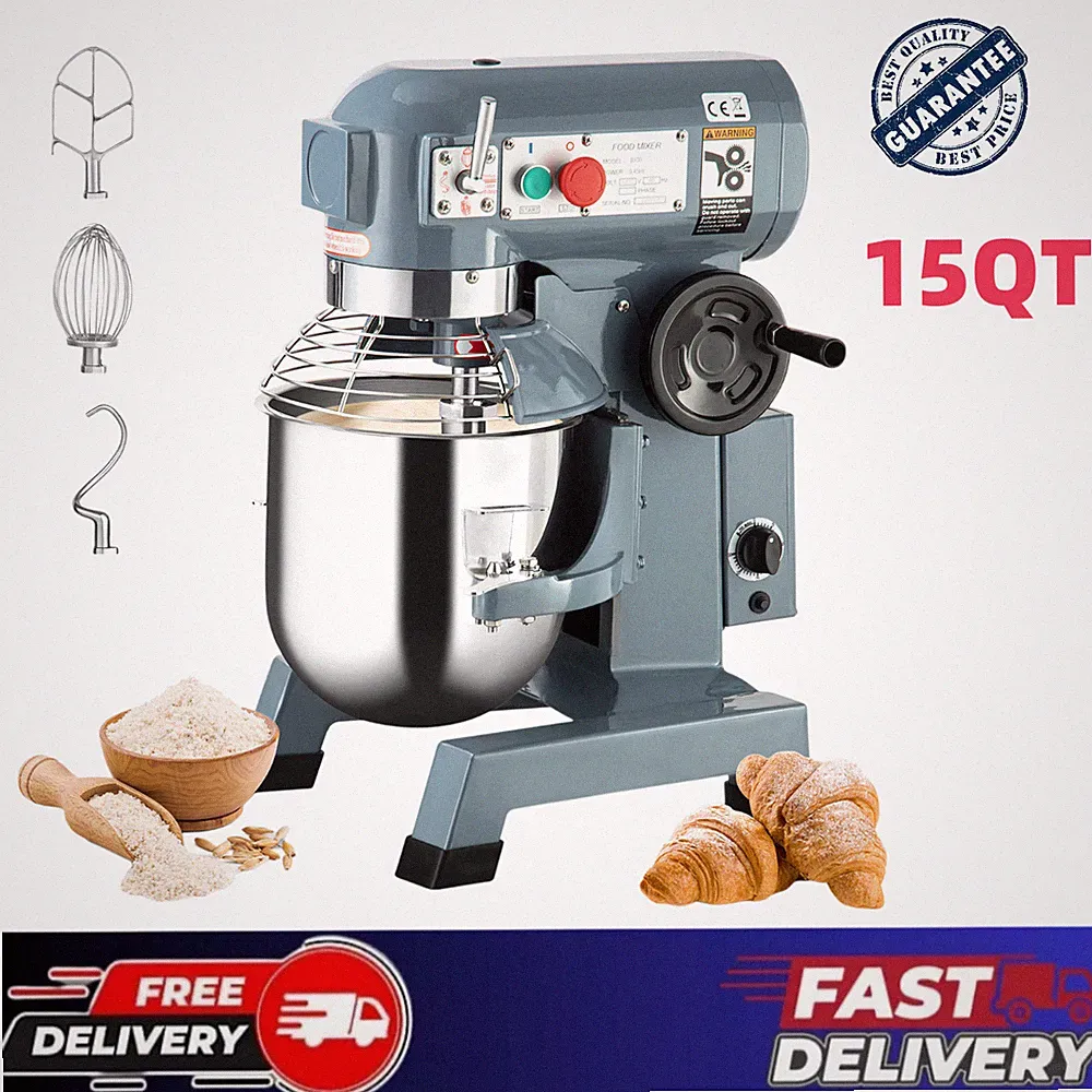 Food Mixer With Stainless Steel Bowl 15qt, 600w Vertical Dough Kneading Machine