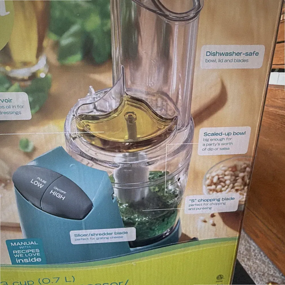 Food Network Mini Food Processor 3 Cup Blue/Black 70408 Dishwasher-Safe
