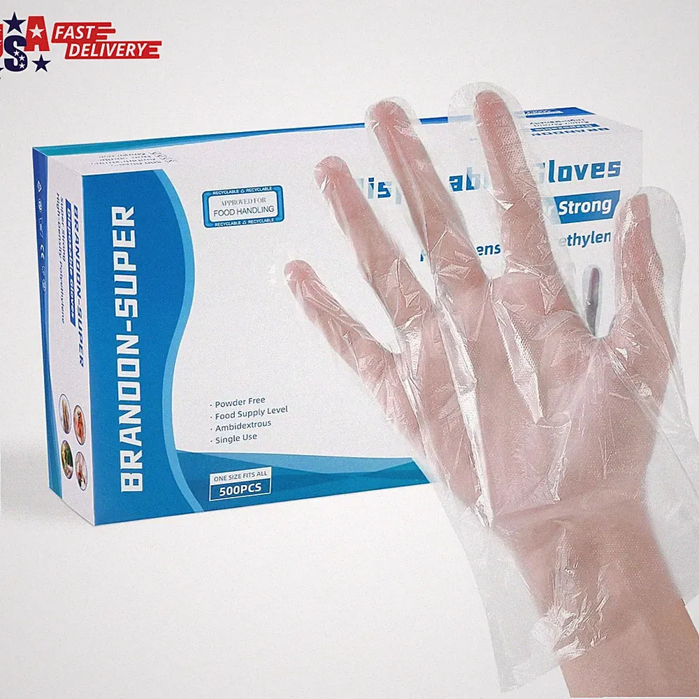 Food Prep Gloves Plastic Food Safe Gloves, Food Handling, One Size Fits Most Po