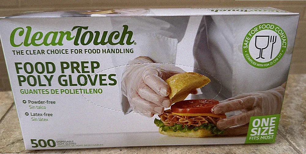 Food Prep Poly Disposable Gloves Powder-free, Latex-Free. 500 Per Box.ClearTouch