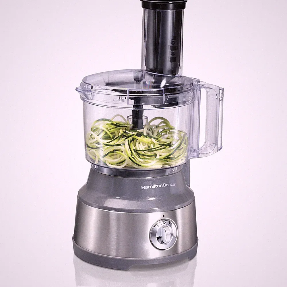 Food Processor 10 Cup Vegetable Chopper Spiralizer Grey Stainless 70735 Hamilton