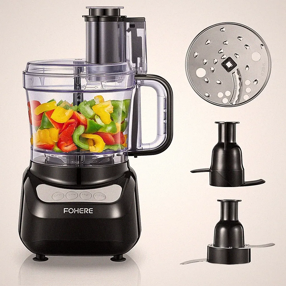 Food Processor, 12 Cup, 2-in-1 Feed Chute Food Chopper & Meat Grinder, 500 Wa...