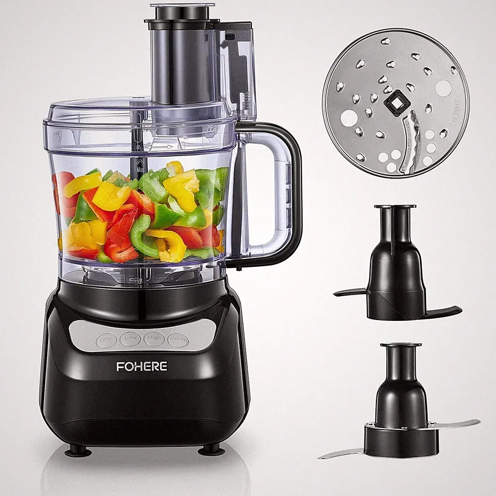 Food Processor, 12 Cup, 2-in-1 Feed Chute Food Chopper & Meat Grinder, 500 Wa...