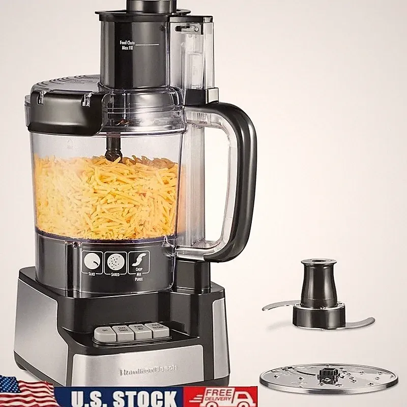Food Processor 12 Cup Stack Snap Big Mouth Chute 450W Slicer Shredder Chopper US