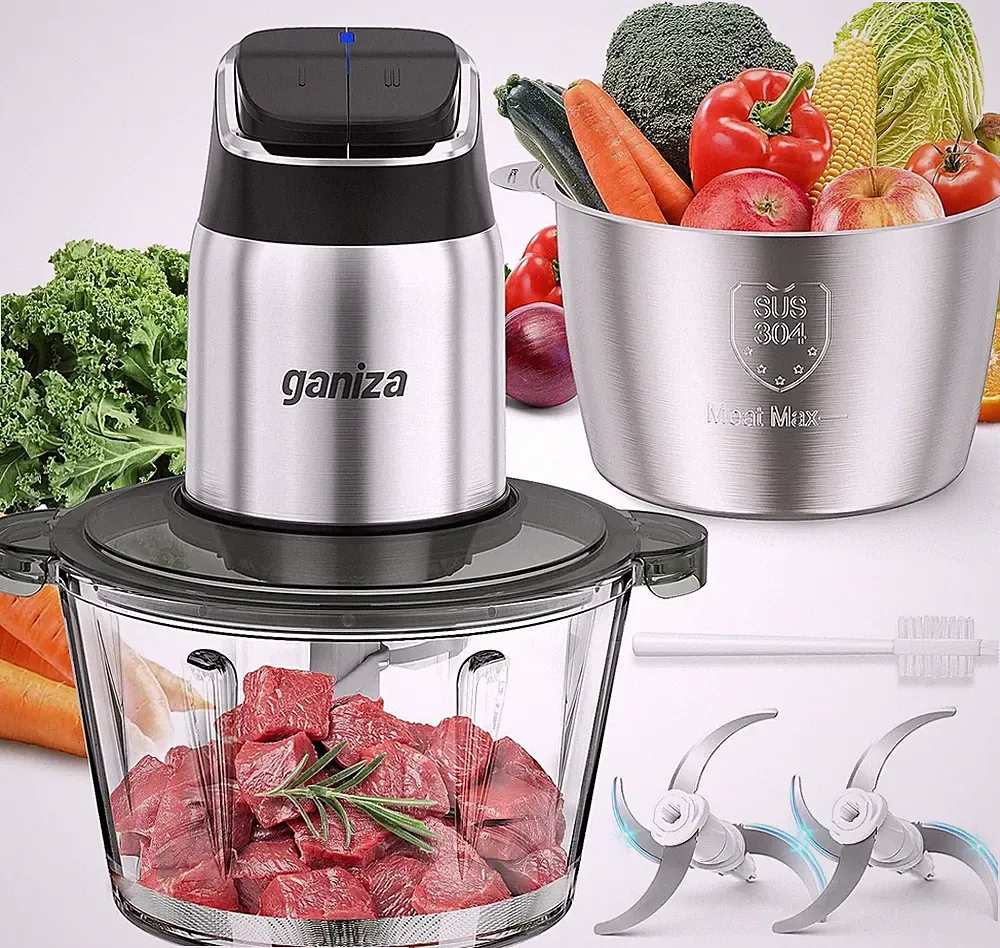 Food Processor, 2-Speed Food Chopper Meat Grinder with 8 Cup Stainless Steel & 8