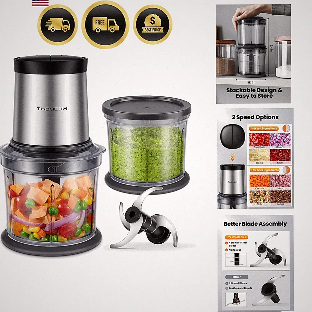 Food Processor 4 Cup, Electric Food Chopper, 【Small but Powerful】Meat Grinder...