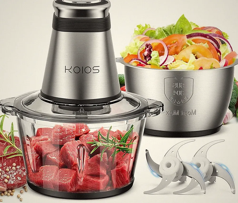 Food Processor, 500W Electric Food Chopper with 2 Bowls (8 Cup+8 Cup)