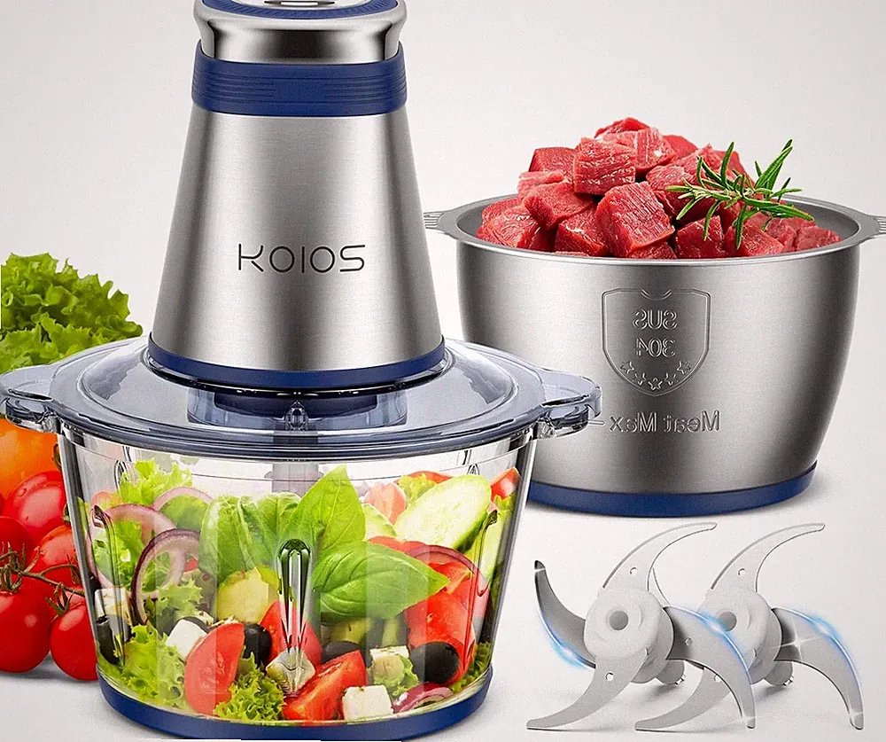 Food Processor, 500W Electric Food Chopper with 2 Bowls (8 Cup+8 Cup)