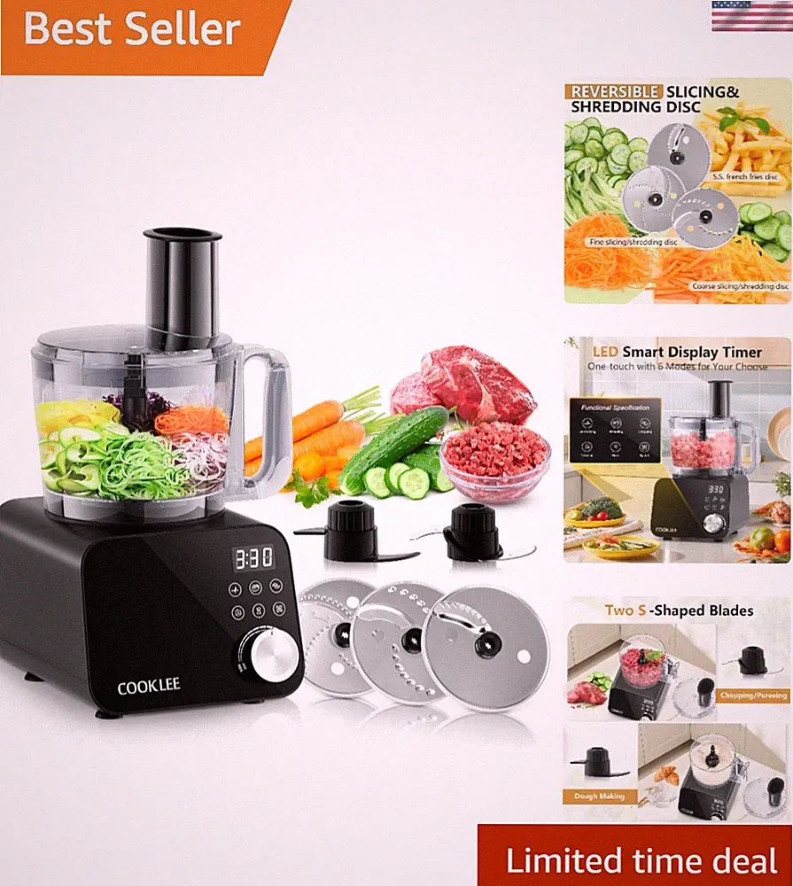 Food Processor, 600 Watts, 6 Functions Electric Vegetable Chopper for Choppin...