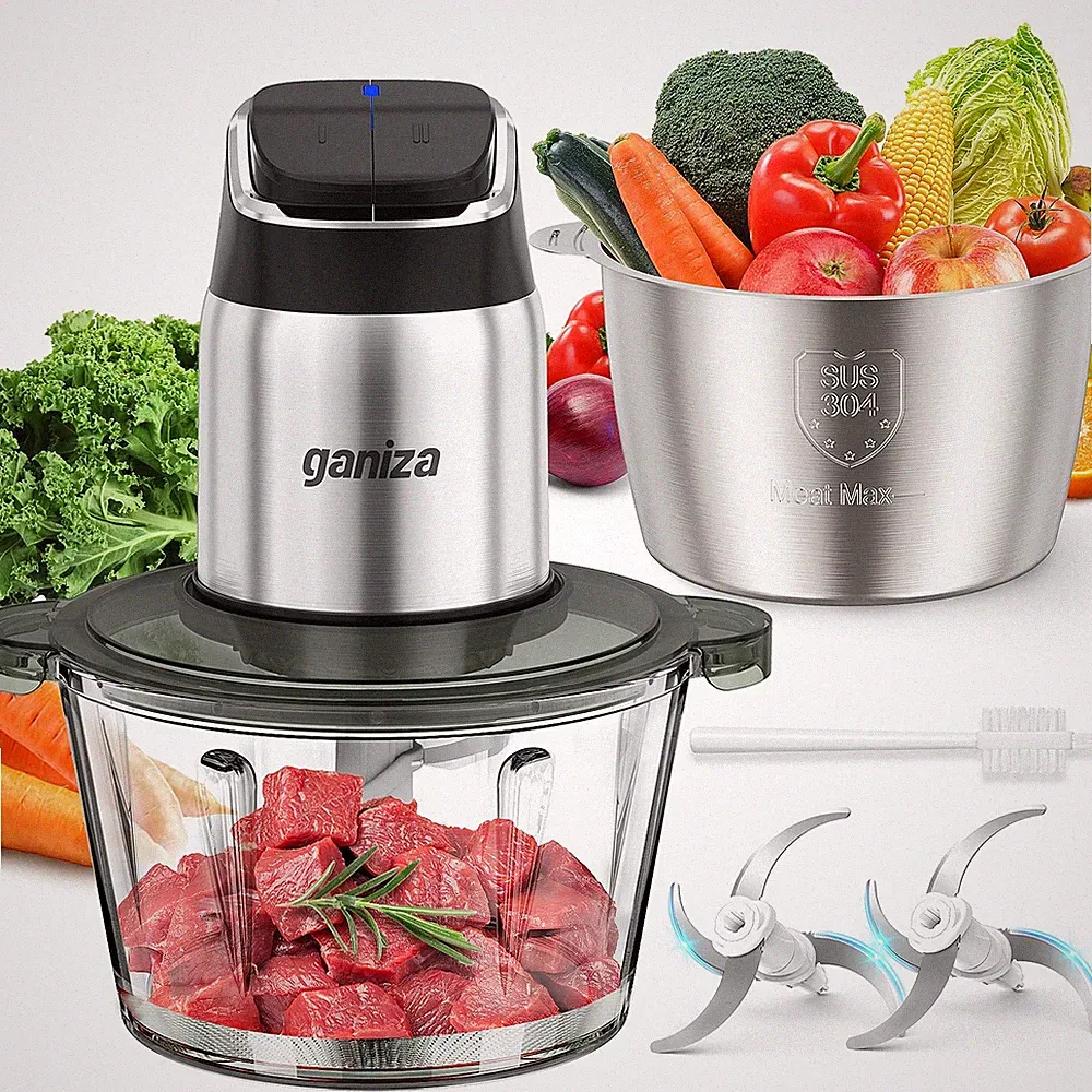 Food Processor 8 Cup Stainless Steel Meat Grinder 2 Speed Ganiza GC10-S