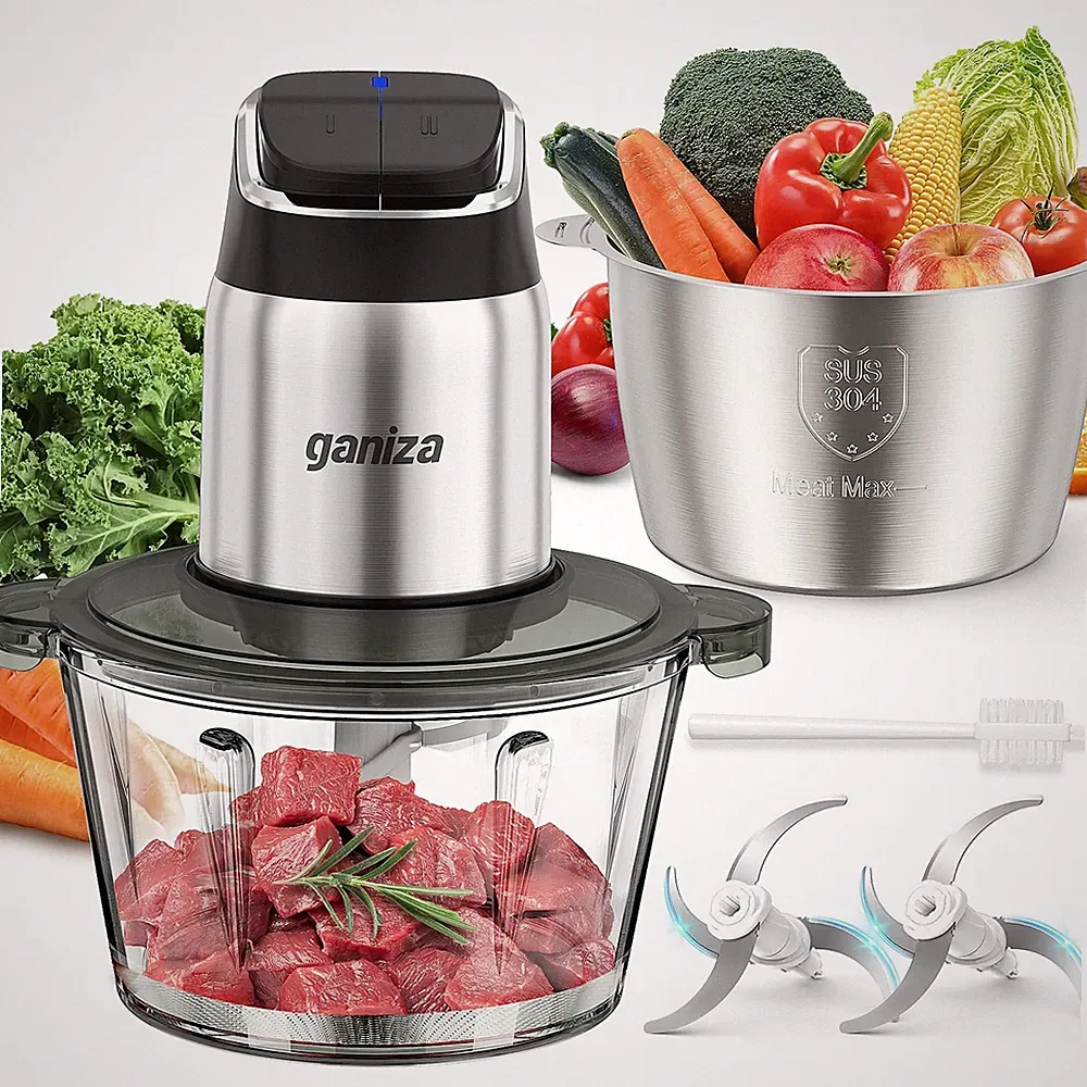Food Processor 8 Cup Stainless Steel Meat Grinder 2 Speed GC10-S Ganiza