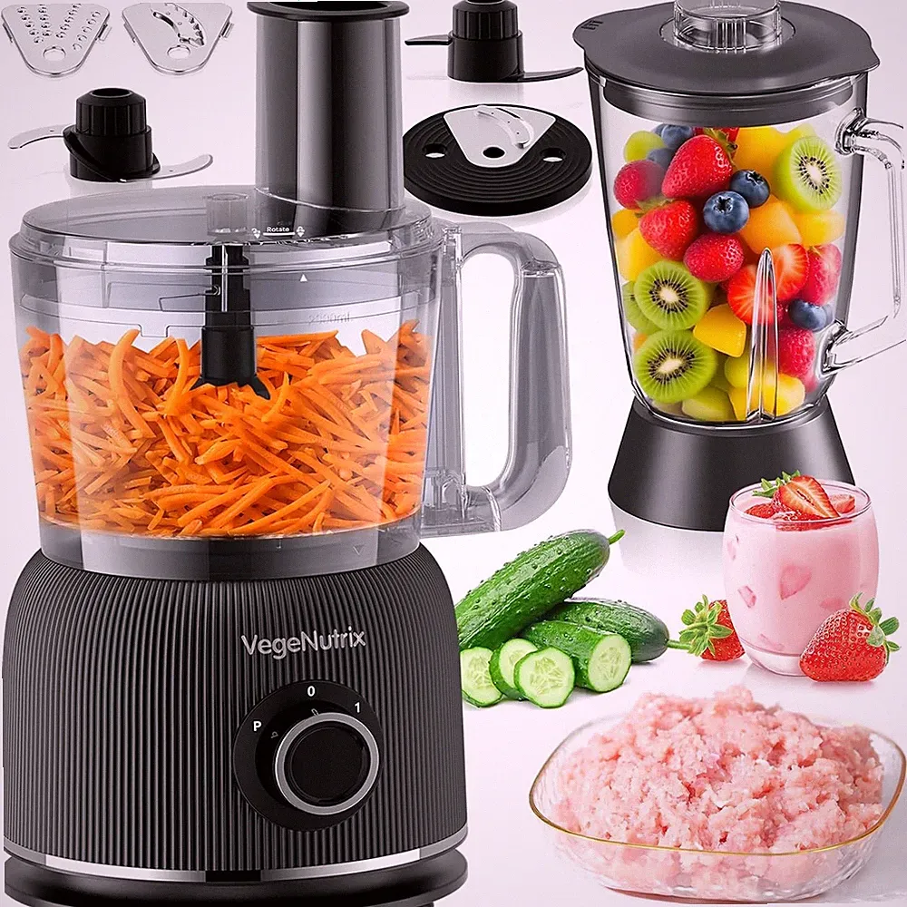 Food Processor and Blender Combo, 88oz Food Chopper& Glass Smoothie Blender