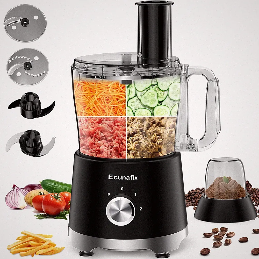 Food Processor and Vegetable Chopper 600W BPA Free 12-Cup Bowl, French-Fry-Cu...