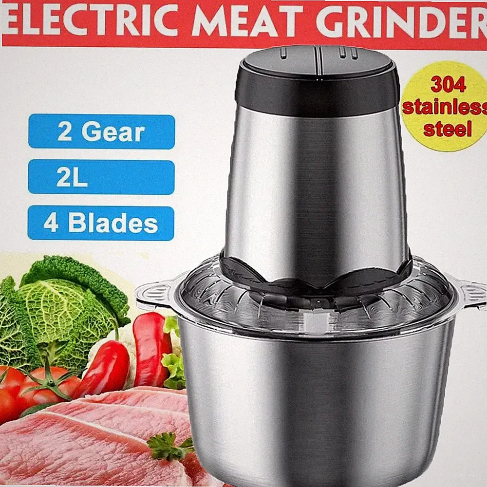 Food Processor Blender 2L Chopper Mixer Meat Spices Grinder Smoothie Maker US