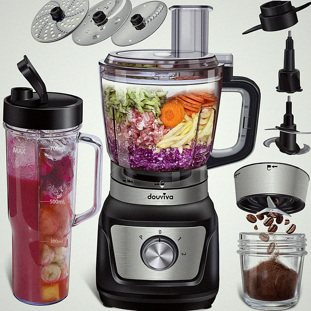 Food Processor Blender 8 Cup 1000W Black Shredding Slicing Chopping EP11 Bombo