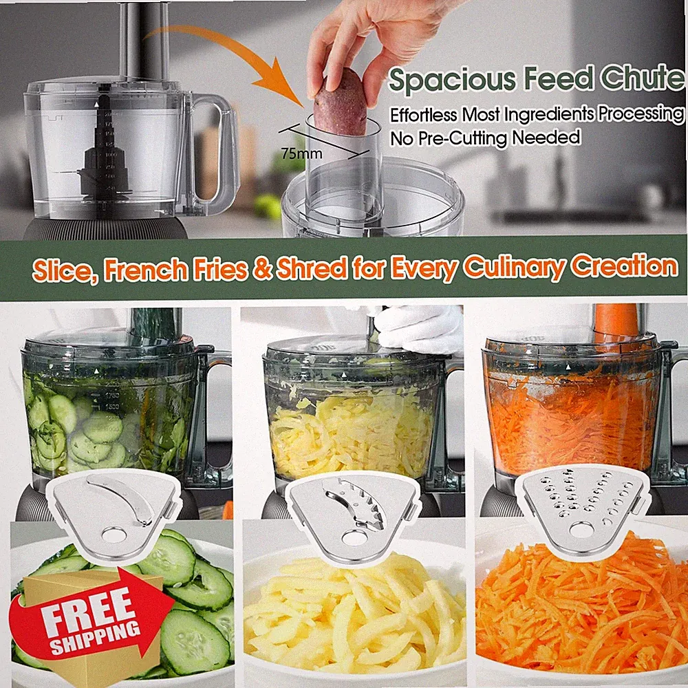 Food Processor Blender Combo 88oz Chopper 700W Glass Jar