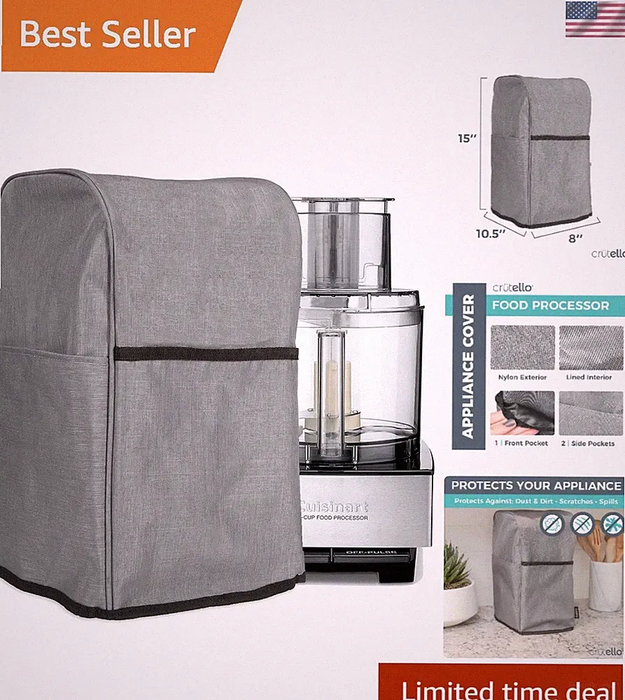 Food Processor Cover with Storage Pockets for Large Custom 11-14 Cup Processo...