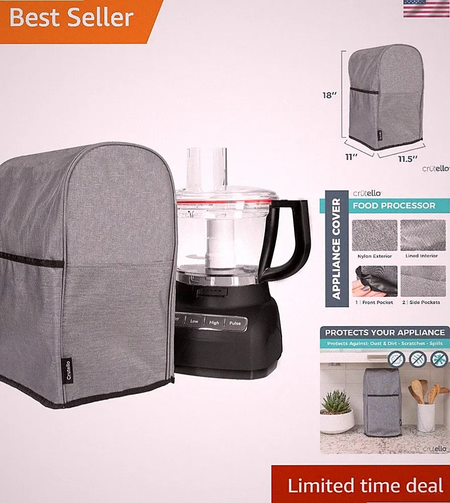 Food Processor Cover with Storage Pockets, Large, 11-14 Cup, Fits