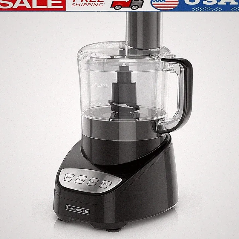 Food Processor Easy Assembly 8 Cup Stainless Steel Blade Shred Slice 450W Motor