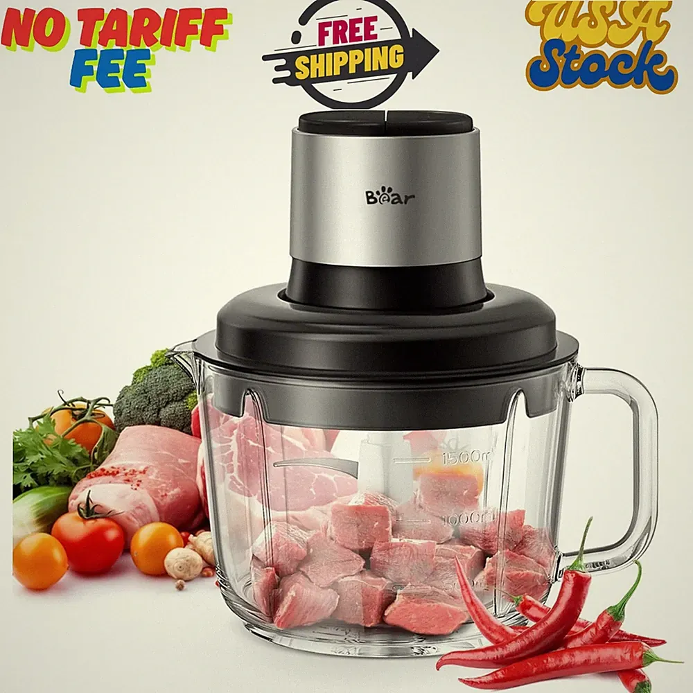 Food Processor, Electric Food Chopper with 8 Cup/2L Handheld Glass Bowls,...