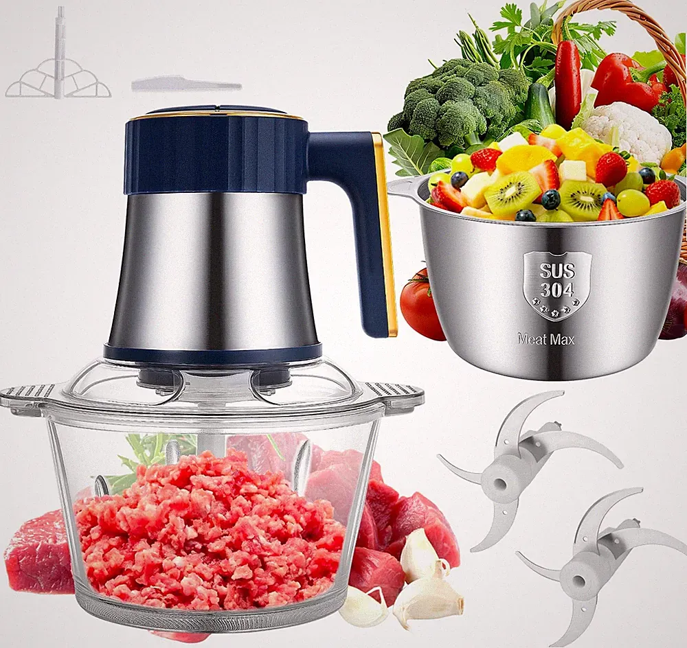 Food Processor, Electric Meat Grinder & Vegetable Chopper with 8 Cup Stainles...